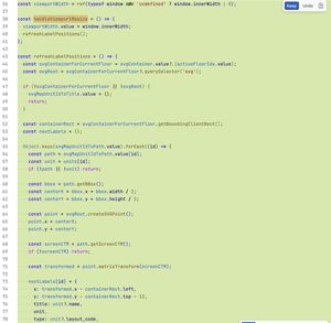 A chunk of JavaScript code, which show over 50 lines of code.