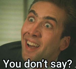 Meme of Nicolas Cage saying You don't say?